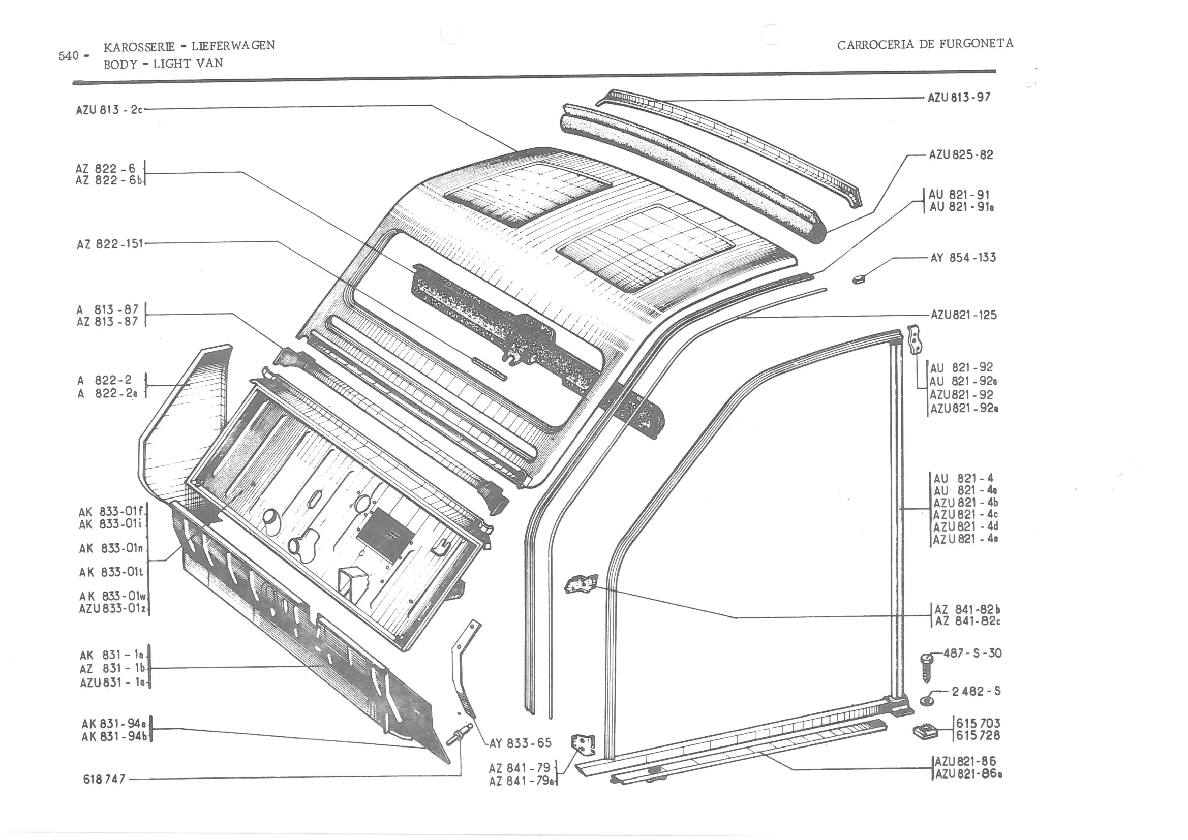 BODY - LIGHT VAN, page 621 of 647 — 486 Parts Catalogue — Ami 6