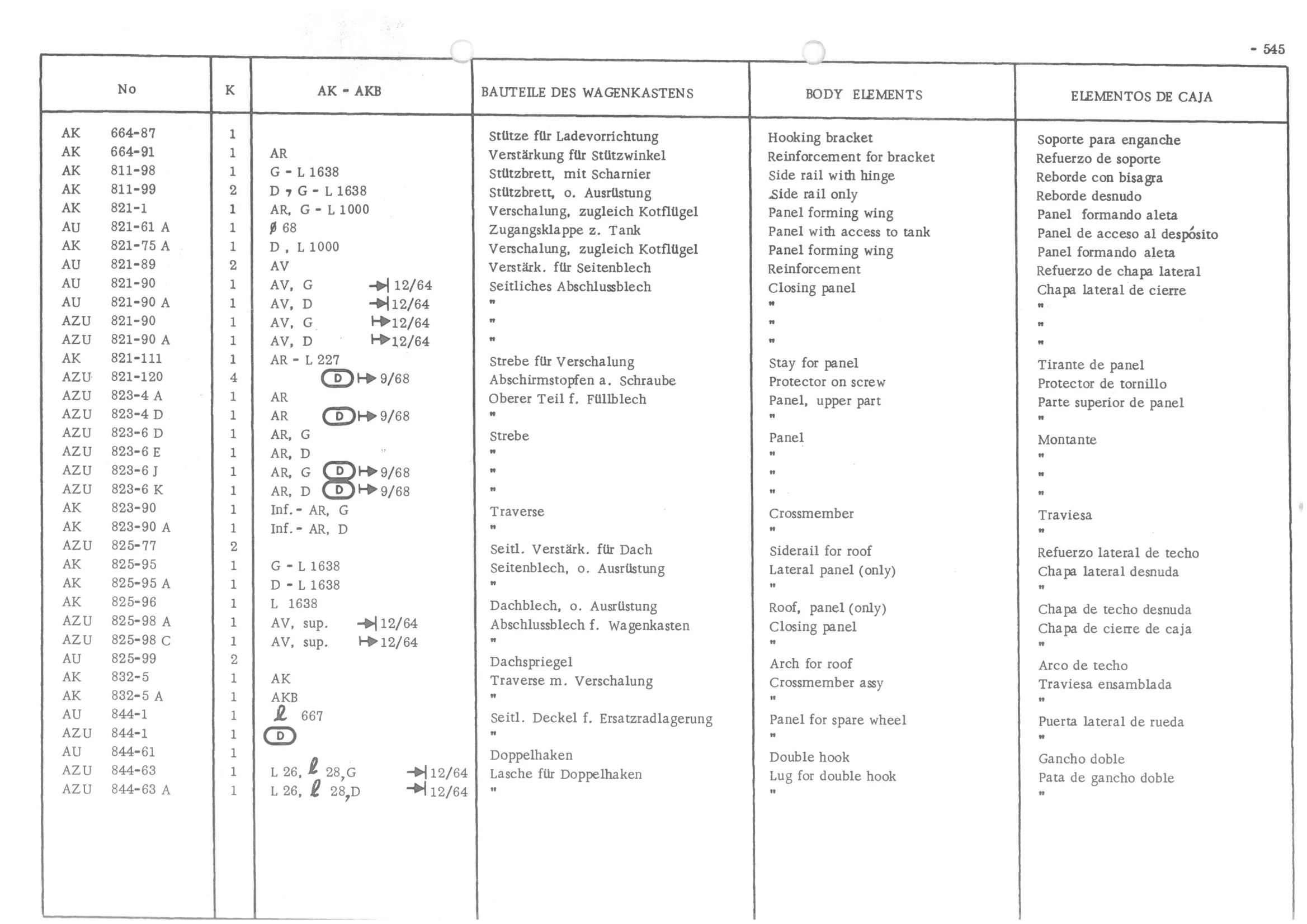 BODY ELEMENTS, page 626 of 647 — 486 Parts Catalogue — Ami 6