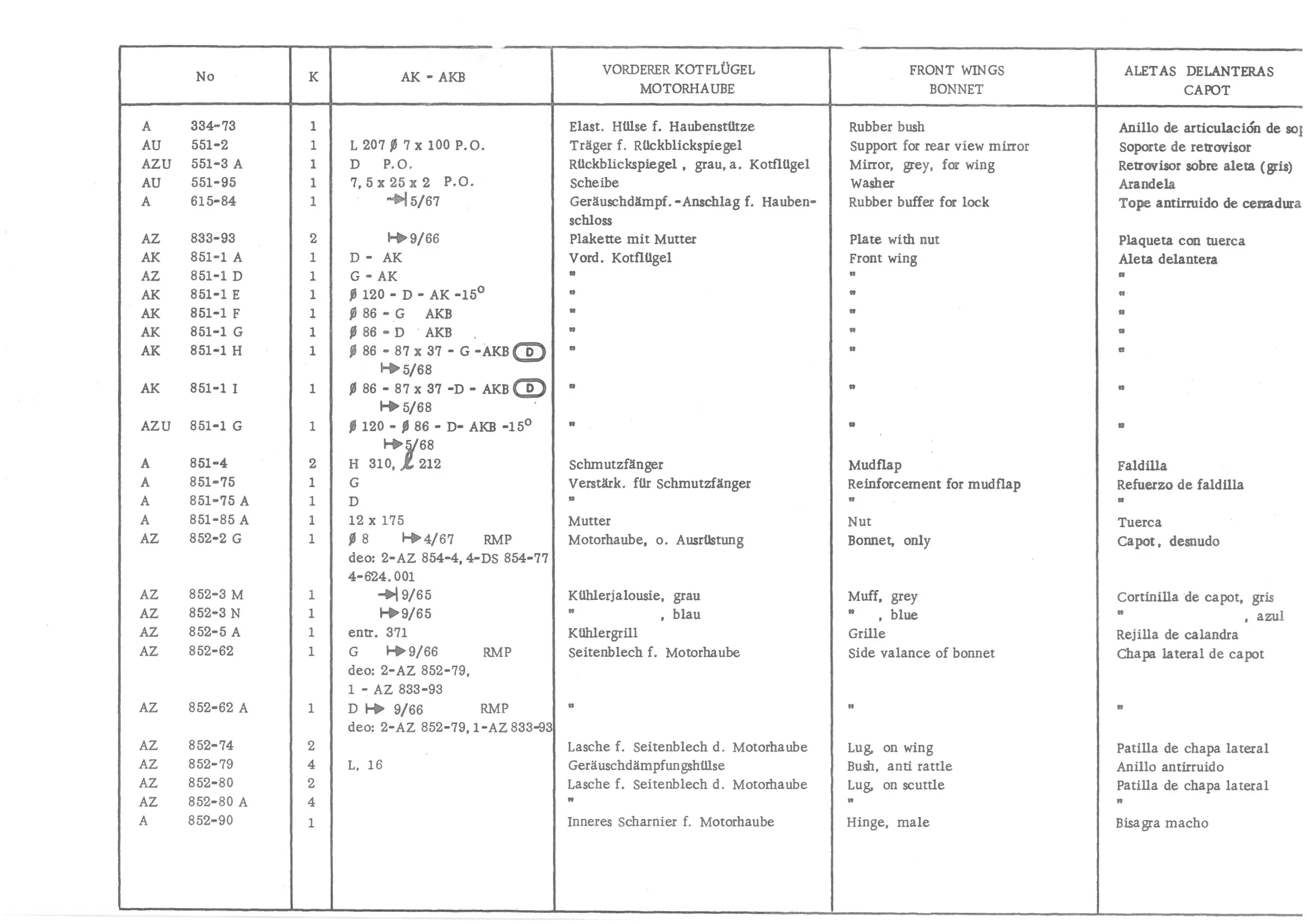 BODY ELEMENTS, page 631 of 647 — 486 Parts Catalogue — Ami 6