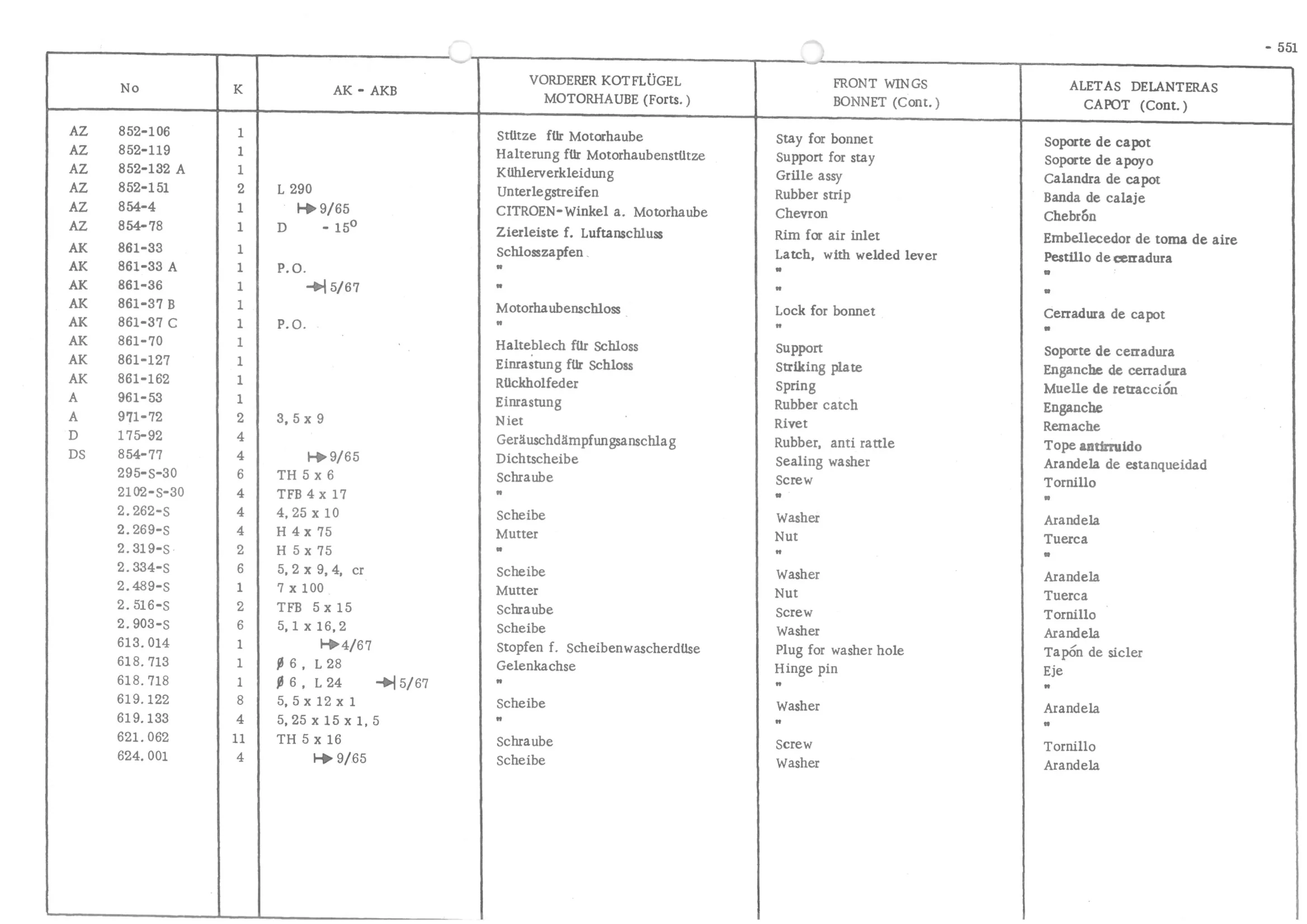 BODY ELEMENTS, page 632 of 647 — 486 Parts Catalogue — Ami 6