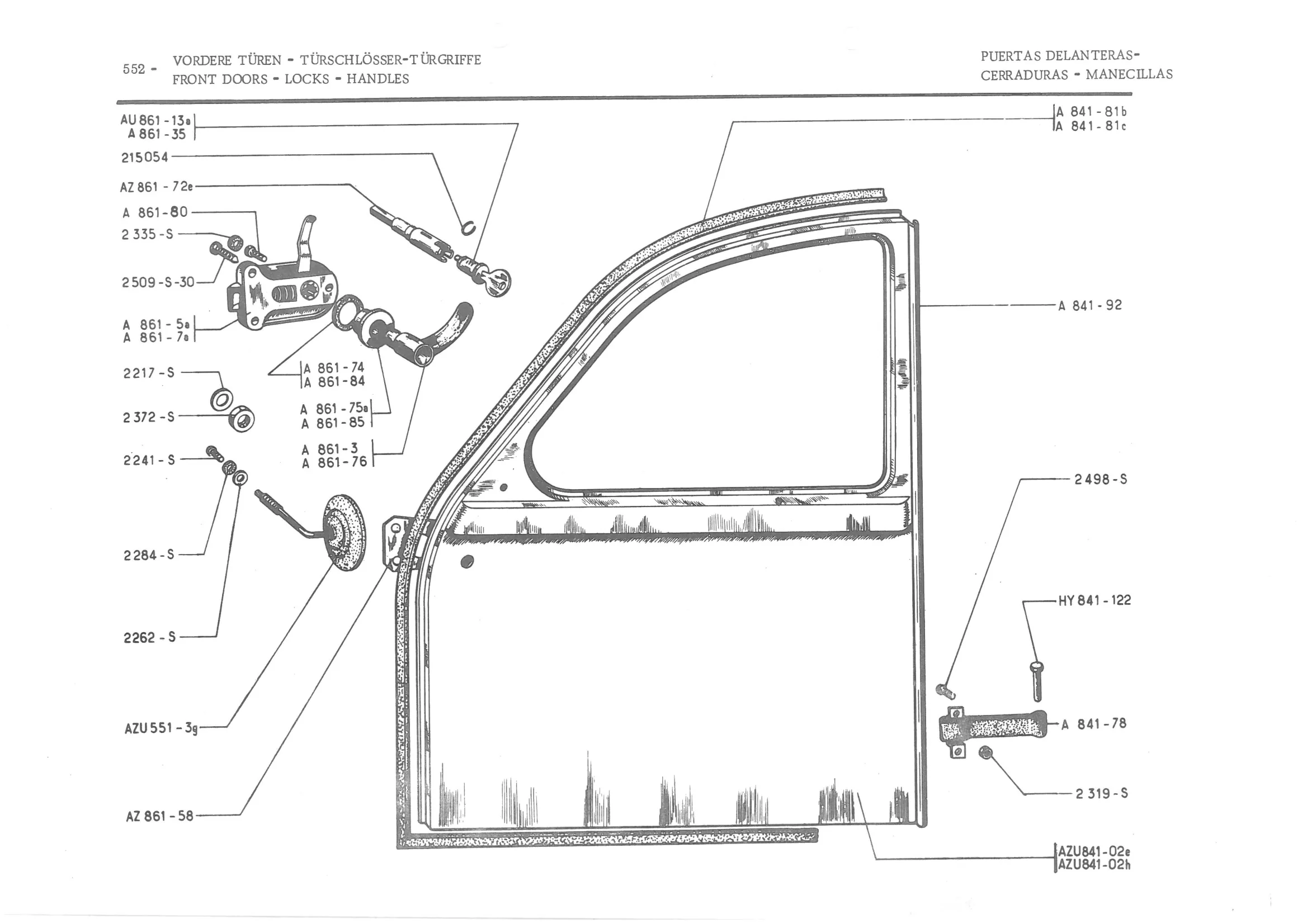 FRONT DOORS - LOCKS - HANDLES, page 633 of 647 — 486 Parts Catalogue — Ami 6