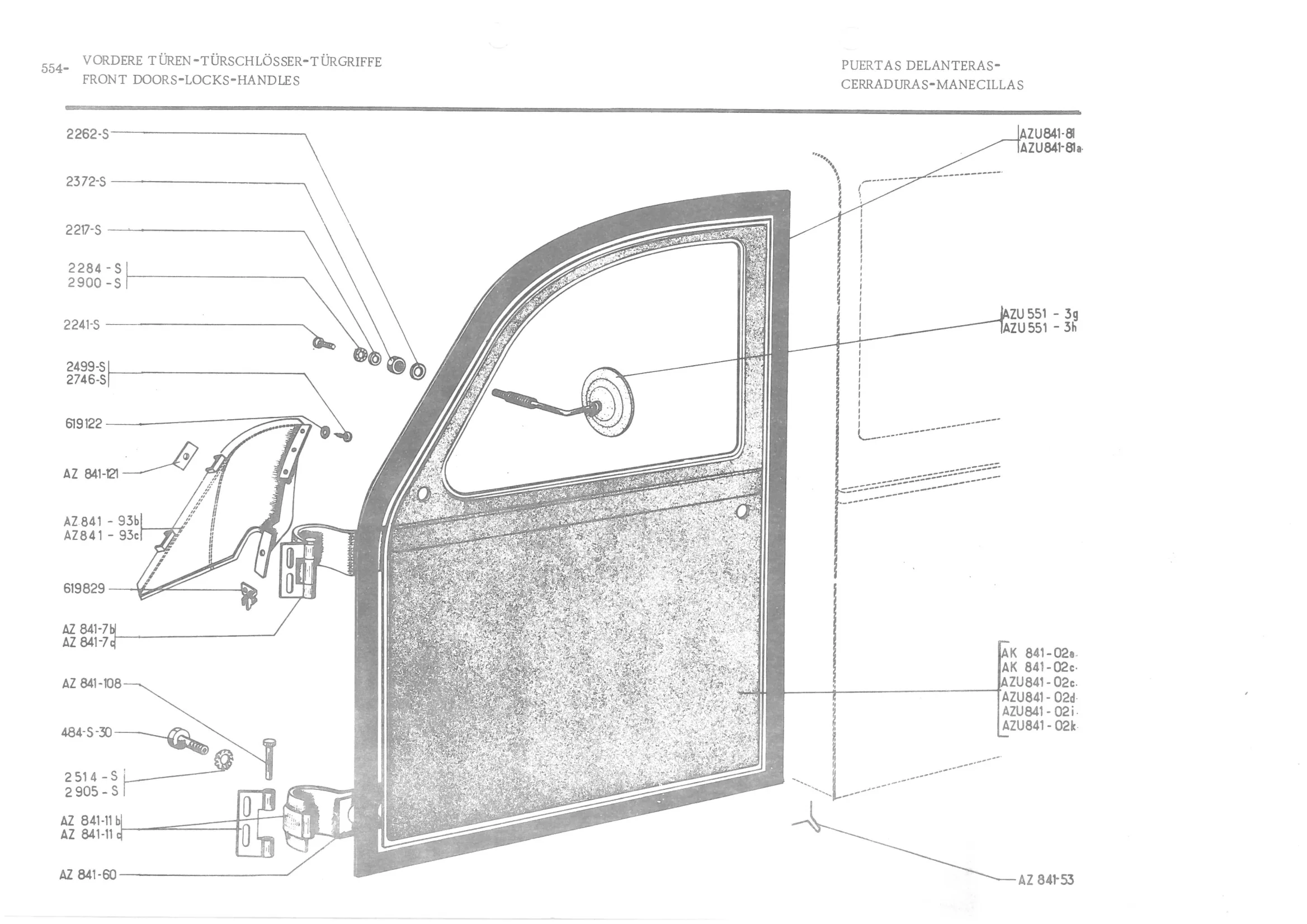 FRONT DOORS - LOCKS - HANDLES, page 635 of 647 — 486 Parts Catalogue — Ami 6