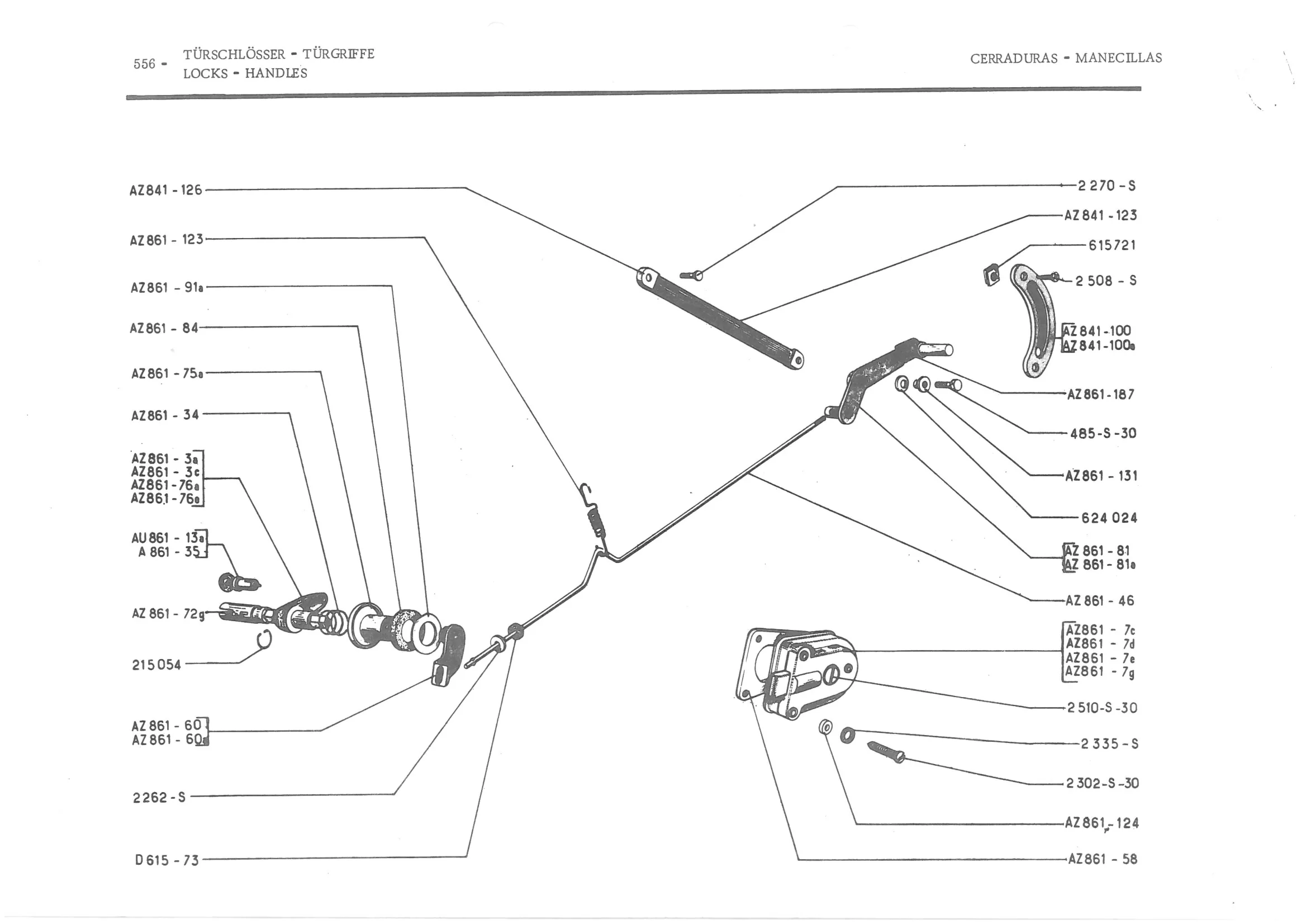 LOCKS - HANDLES, page 637 of 647 — 486 Parts Catalogue — Ami 6