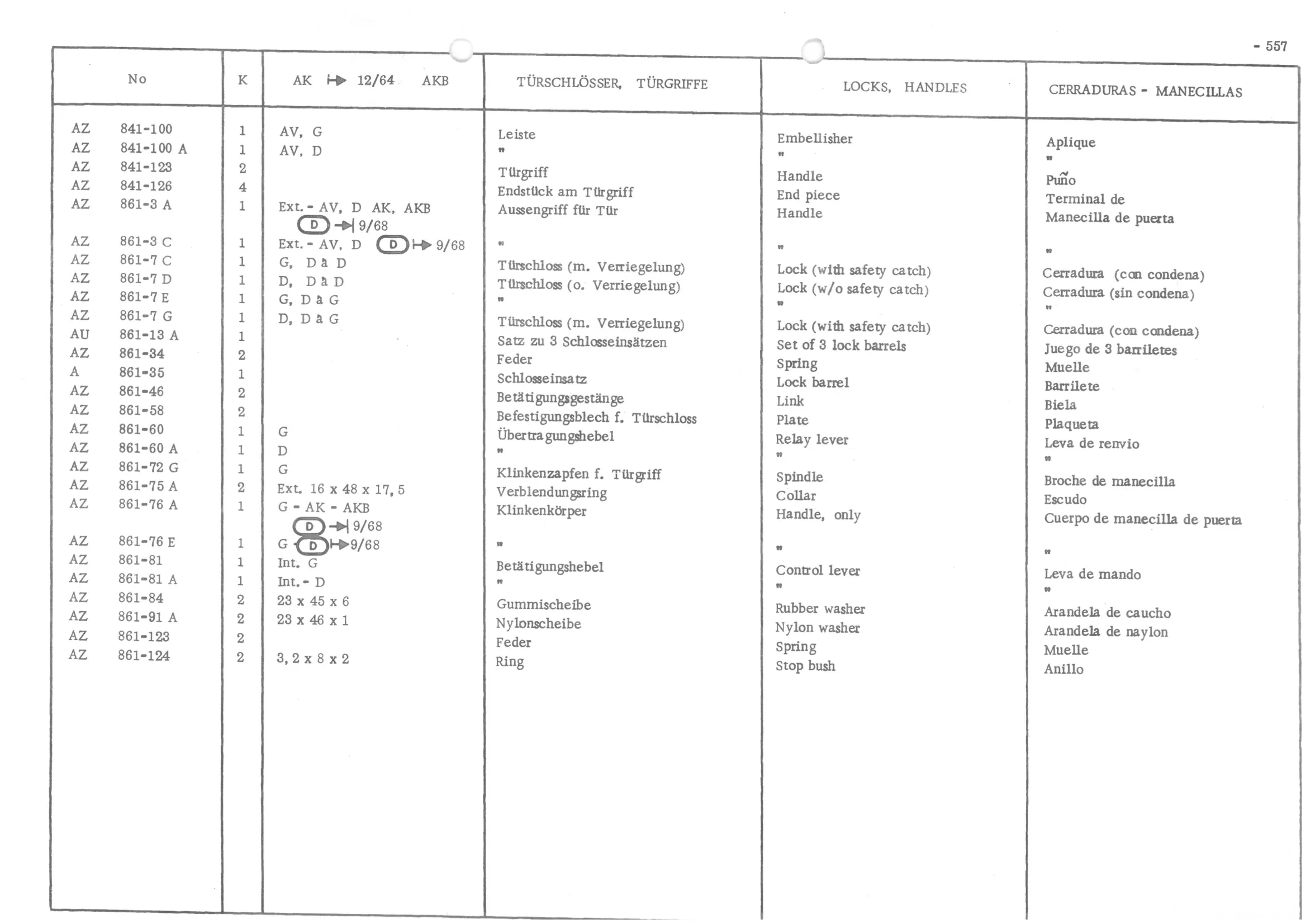 LOCKS - HANDLES, page 638 of 647 — 486 Parts Catalogue — Ami 6