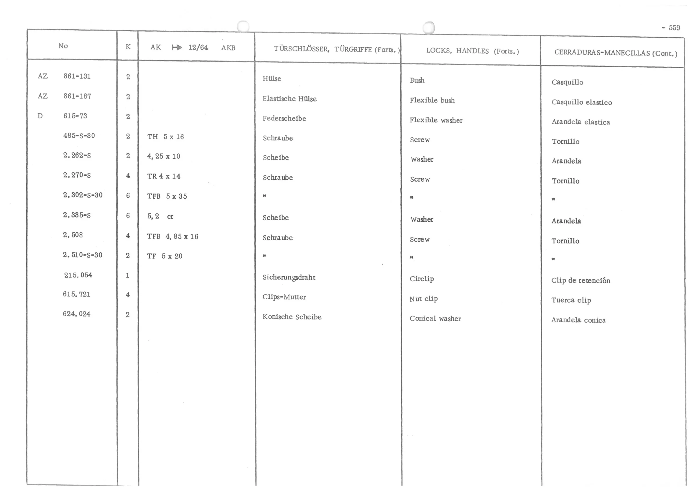 LOCKS - HANDLES, page 640 of 647 — 486 Parts Catalogue — Ami 6