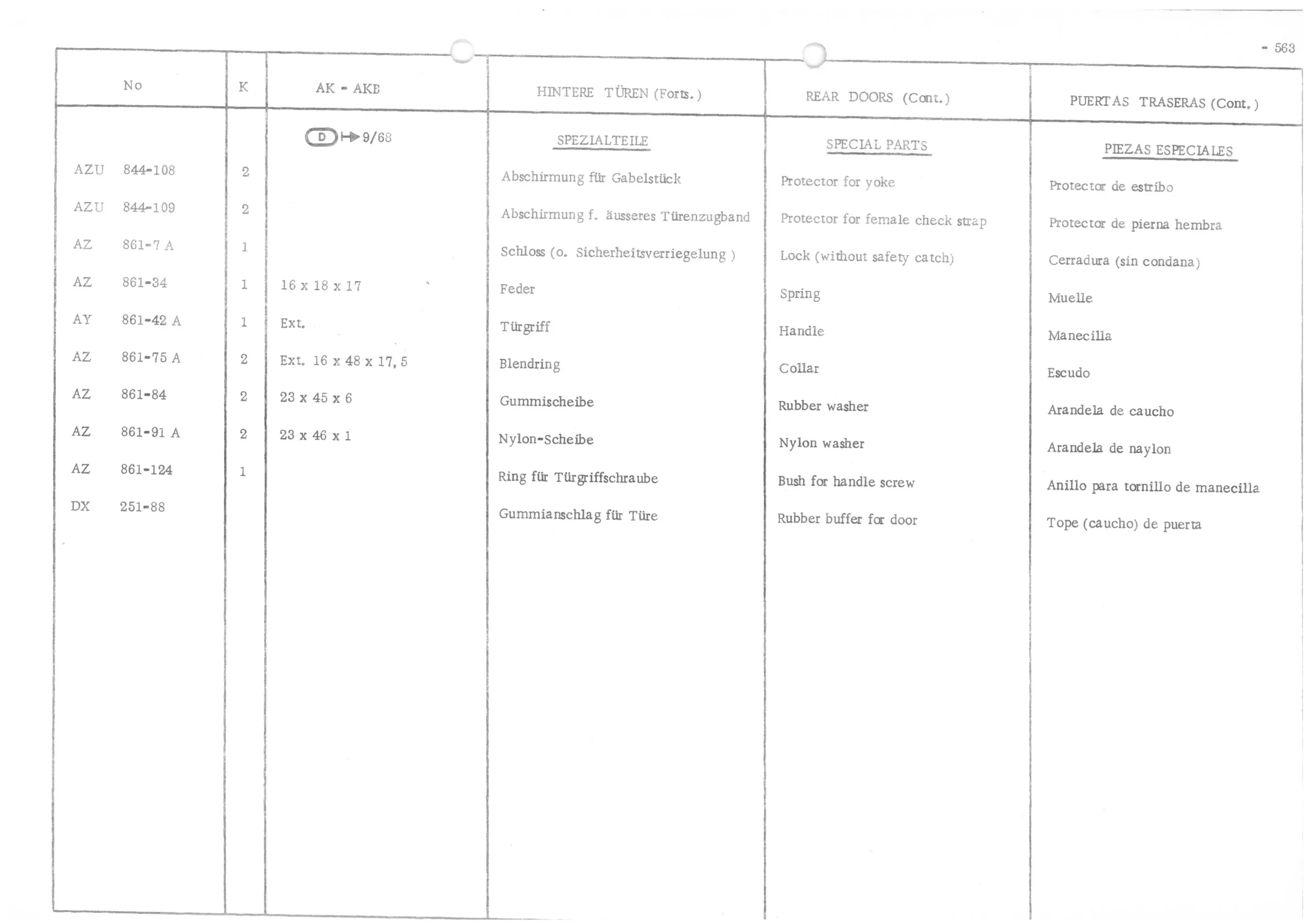 REAR DOORS, page 644 of 647 — 486 Parts Catalogue — Ami 6