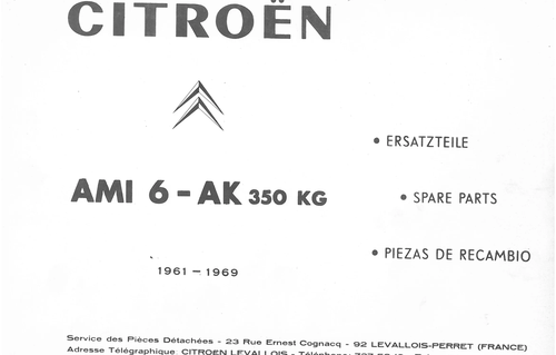 Cover, page 1 — 486 Parts Catalogue — Ami 6
