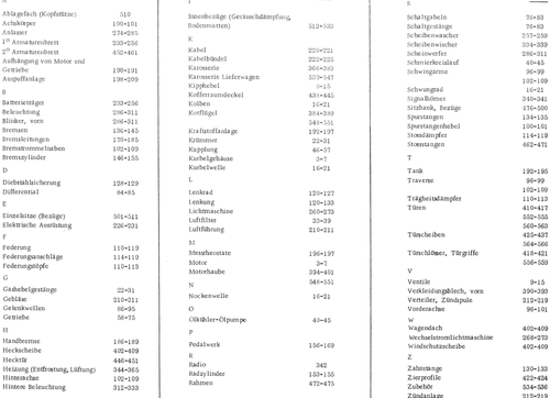 Alphabetical parts index, page 49 — 486 Parts Catalogue — Ami 6