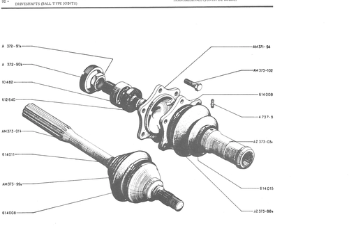 DRIVESHAFTS (BALL T YPE JOINTS), page 174 — 486 Parts Catalogue — Ami 6