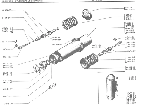 SUSPENSION - CYLINDRICAL UNITS-DAMPERS Bi, page 192 — 486 Parts Catalogue — Ami 6
