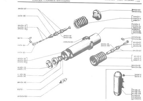 SUSPENSION - CYLINDRICAL UNIT S-DAMPERS, page 195 — 486 Parts Catalogue — Ami 6