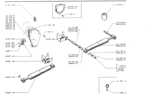 SUSPENSION - SHOCK ABSORBERS-LIMITING STOPS TO, page 198 — 486 Parts Catalogue — Ami 6