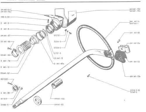 STEERING - STEERING WHEEL - BRACKET, page 202 — 486 Parts Catalogue — Ami 6