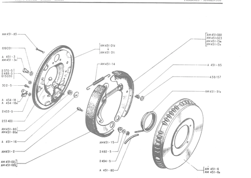 FRONT BRAKES - DRUMS - SHOES, page 218 — 486 Parts Catalogue — Ami 6