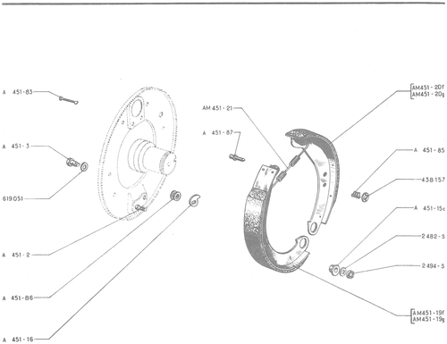 REAR BRAKES - SHOES, page 222 — 486 Parts Catalogue — Ami 6