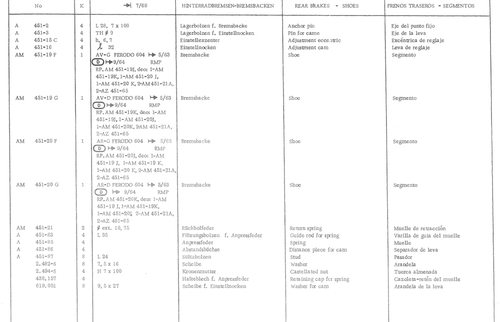 HIN TERRA DBREMSEN-BREMSBACKEN, page 223 — 486 Parts Catalogue — Ami 6