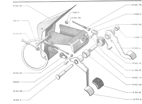 PENDANT PEDAL GEAR, page 243 — 486 Parts Catalogue — Ami 6