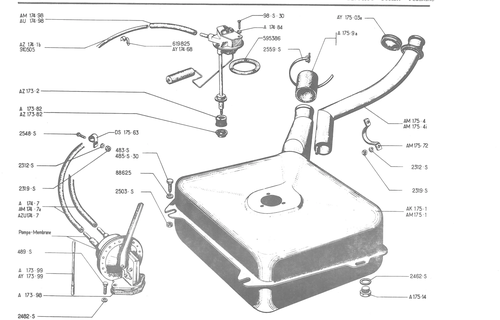 PETROL SYSTEM - TANK - PUMP - PIPING, page 273 — 486 Parts Catalogue — Ami 6