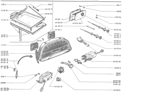 INSTRUMENT PANEL VOLTS - BATTERY BRACKET SOPORT, page 327 — 486 Parts Catalogue — Ami 6