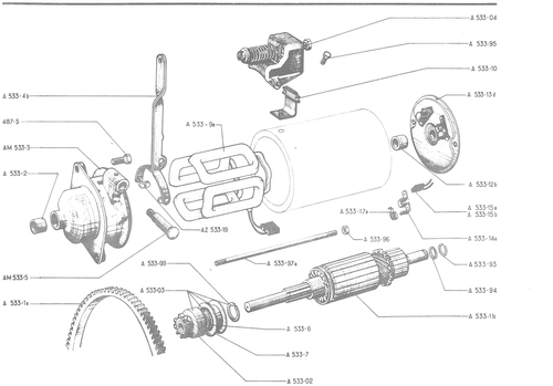 STARTER MOTOR, page 355 — 486 Parts Catalogue — Ami 6