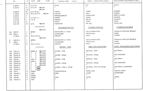 BLINKER VORN (Forts. ) FR, page 377 — 486 Parts Catalogue — Ami 6