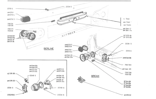 REAR LIGHTING, page 392 — 486 Parts Catalogue — Ami 6