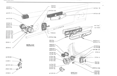 REAR LIGHTING ALUN, page 402 — 486 Parts Catalogue — Ami 6