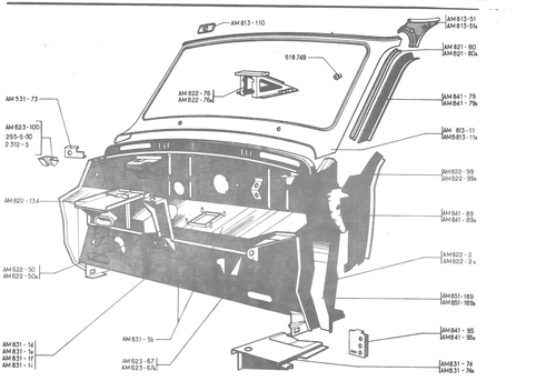 BODY - FRONT UNIT, page 447 — 486 Parts Catalogue — Ami 6