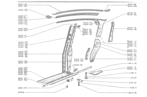 BODY - SIDE PANELS, page 451 — 486 Parts Catalogue — Ami 6