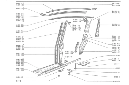 Bopy - SIDE PANELS, page 453 — 486 Parts Catalogue — Ami 6