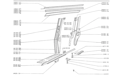 BODY - SIDE PANELS, page 455 — 486 Parts Catalogue — Ami 6