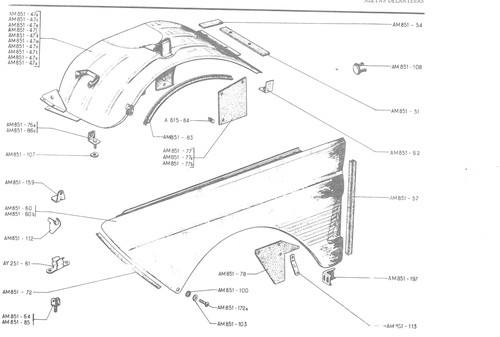 FRONT WINGS, page 463 — 486 Parts Catalogue — Ami 6