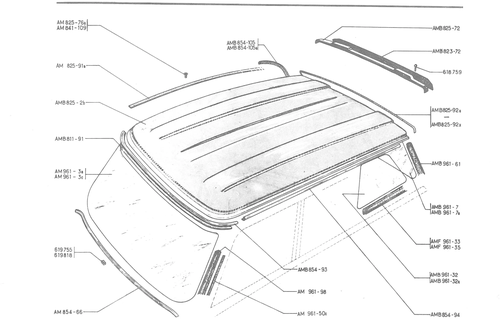 OPENING ROOF, page 487 — 486 Parts Catalogue — Ami 6