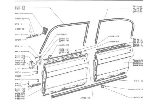 LATERAL DOORS, page 489 — 486 Parts Catalogue — Ami 6