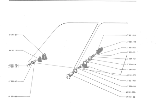 GLASS LOCKING, page 515 — 486 Parts Catalogue — Ami 6