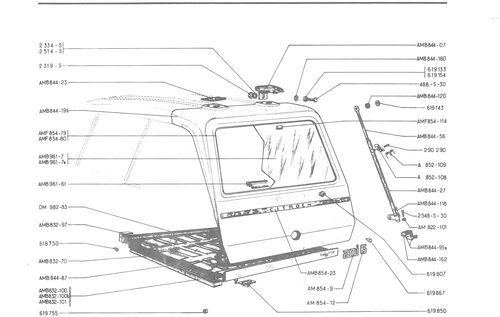 REAR DOOR, page 525 — 486 Parts Catalogue — Ami 6