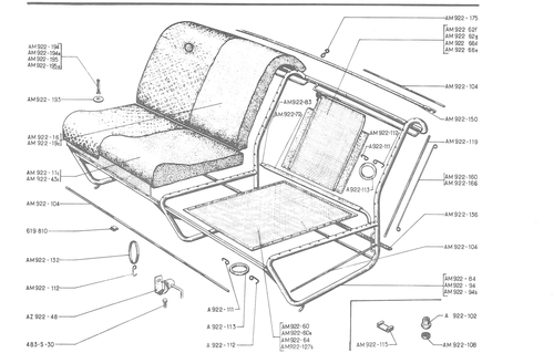 FRONT BENCH SEAT, page 555 — 486 Parts Catalogue — Ami 6