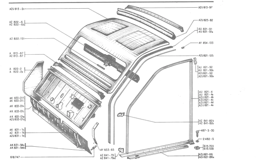 BODY - LIGHT VAN, page 619 — 486 Parts Catalogue — Ami 6