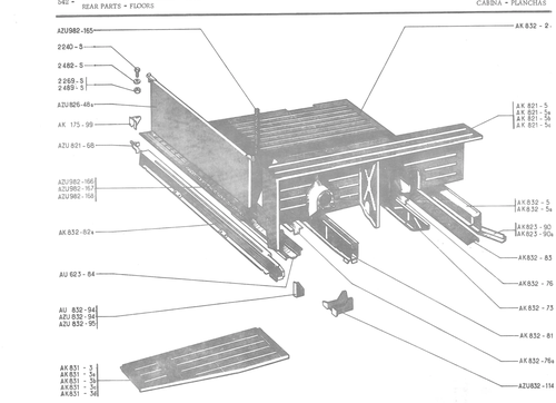 REAR PARTS - FLOORS, page 623 — 486 Parts Catalogue — Ami 6