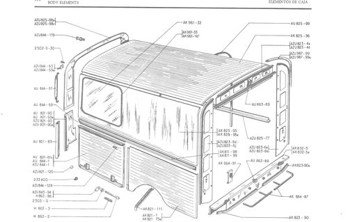 BODY ELEMENTS, page 625 — 486 Parts Catalogue — Ami 6