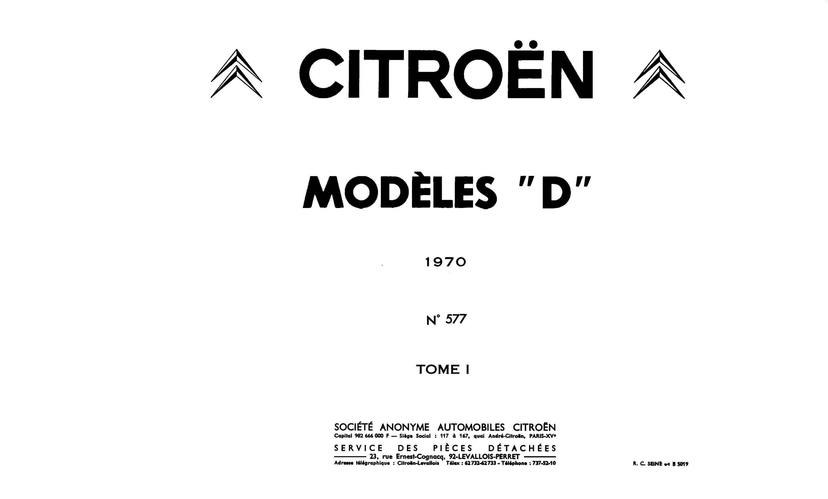 English, page 1 of 688 — 577 Parts Catalogue — Volume I