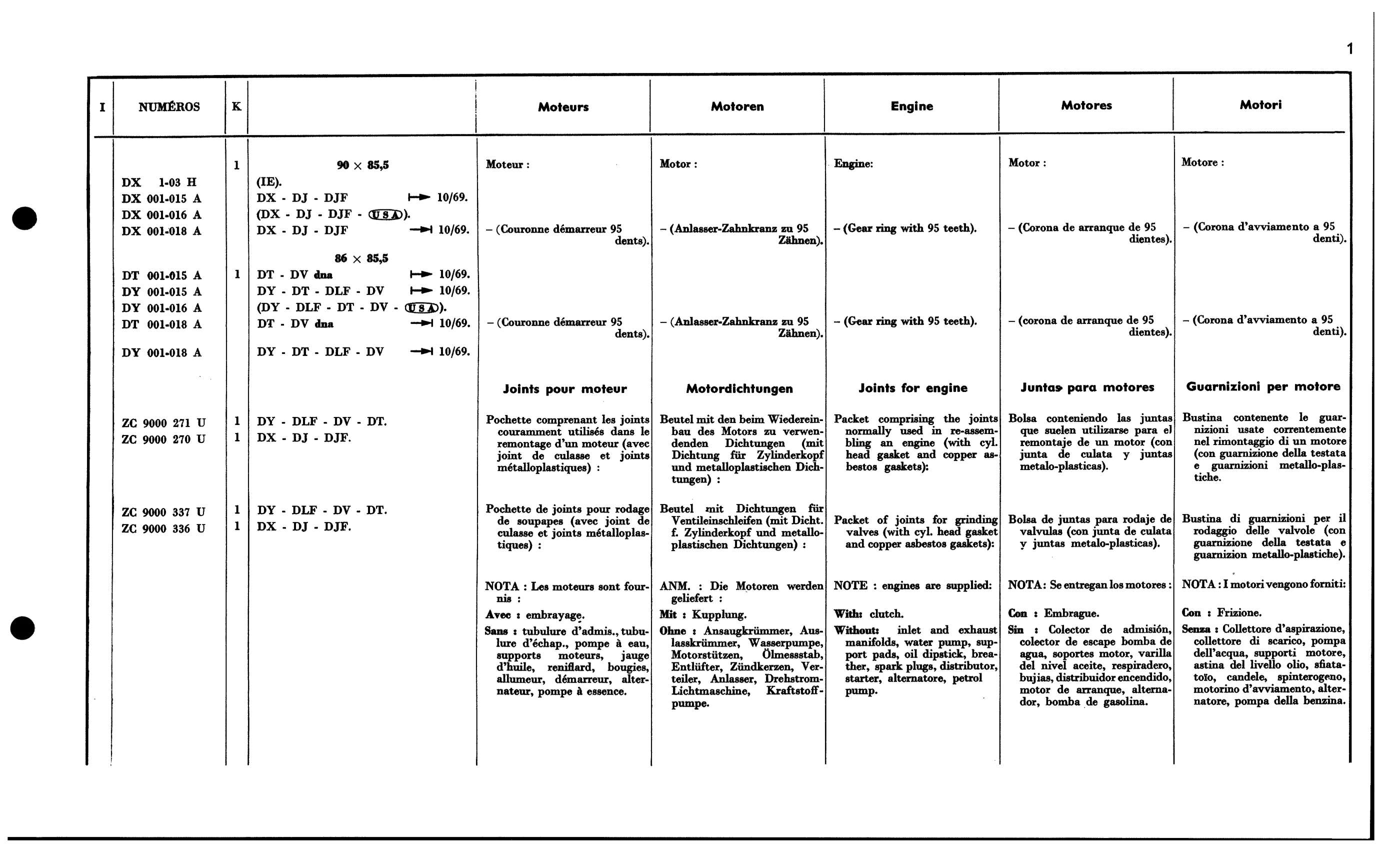 Engine / Complete engine, gaskets, page 59 of 688 — 577 Parts Catalogue — Volume I