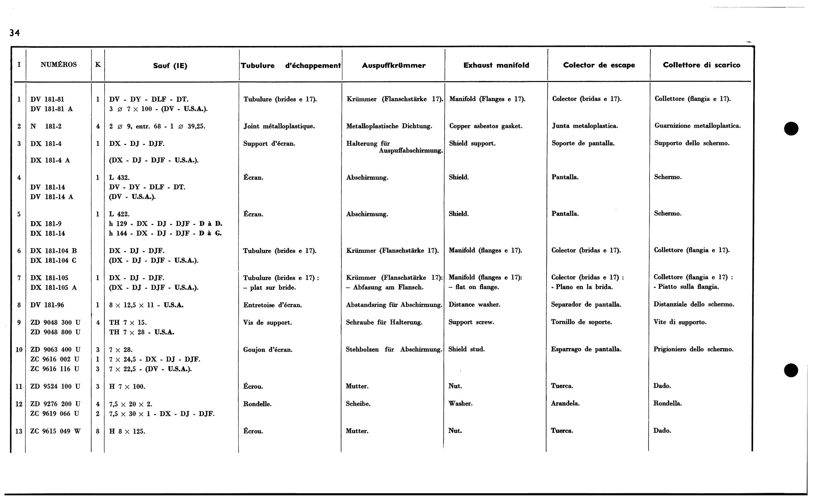 Exhaust manifolds,  carb., page 87 of 688 — 577 Parts Catalogue — Volume I
