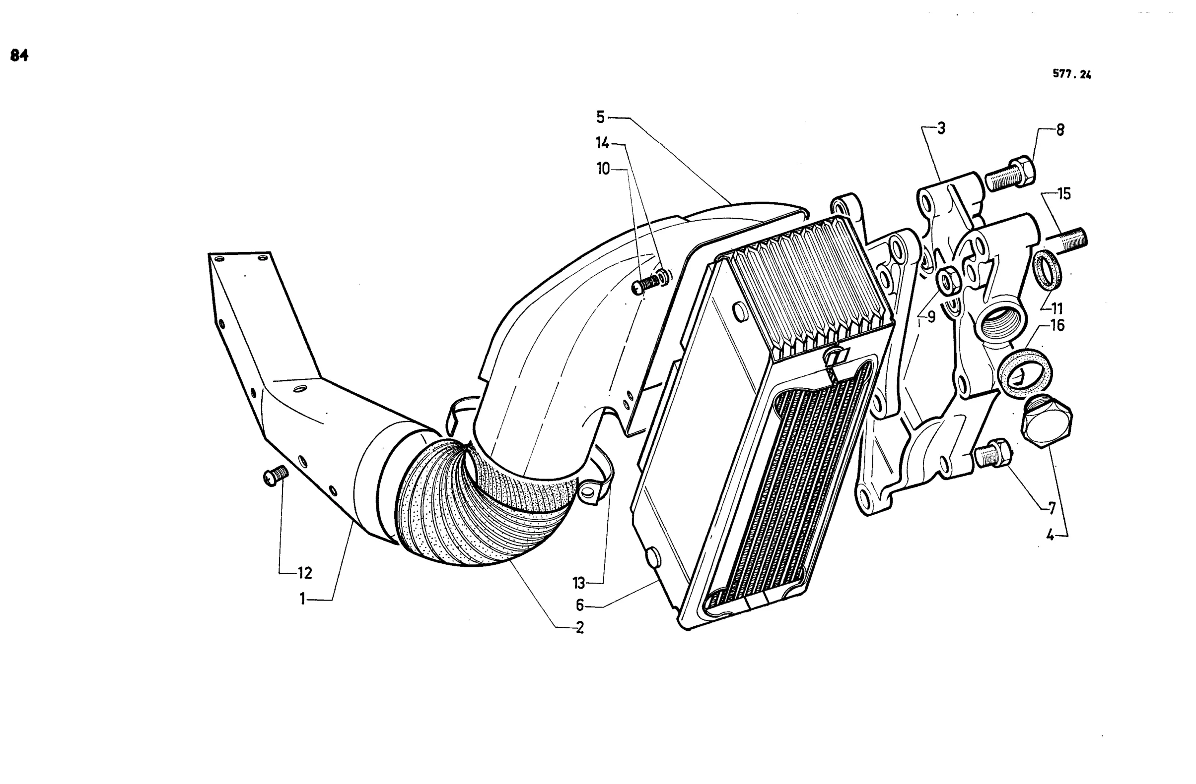 Oil cooler, page 124 of 688 — 577 Parts Catalogue — Volume I