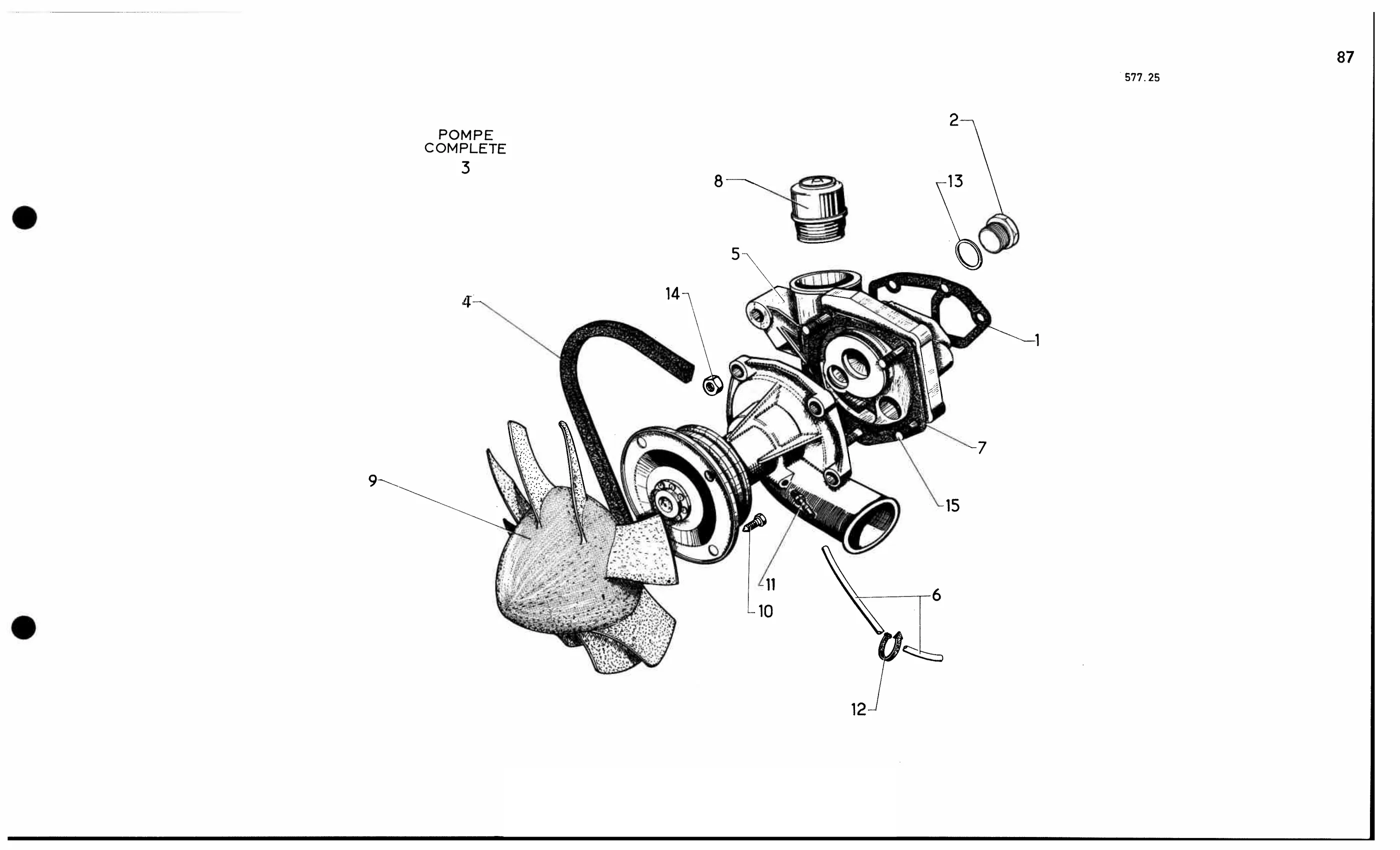 Water pump, fan, page 126 of 688 — 577 Parts Catalogue — Volume I