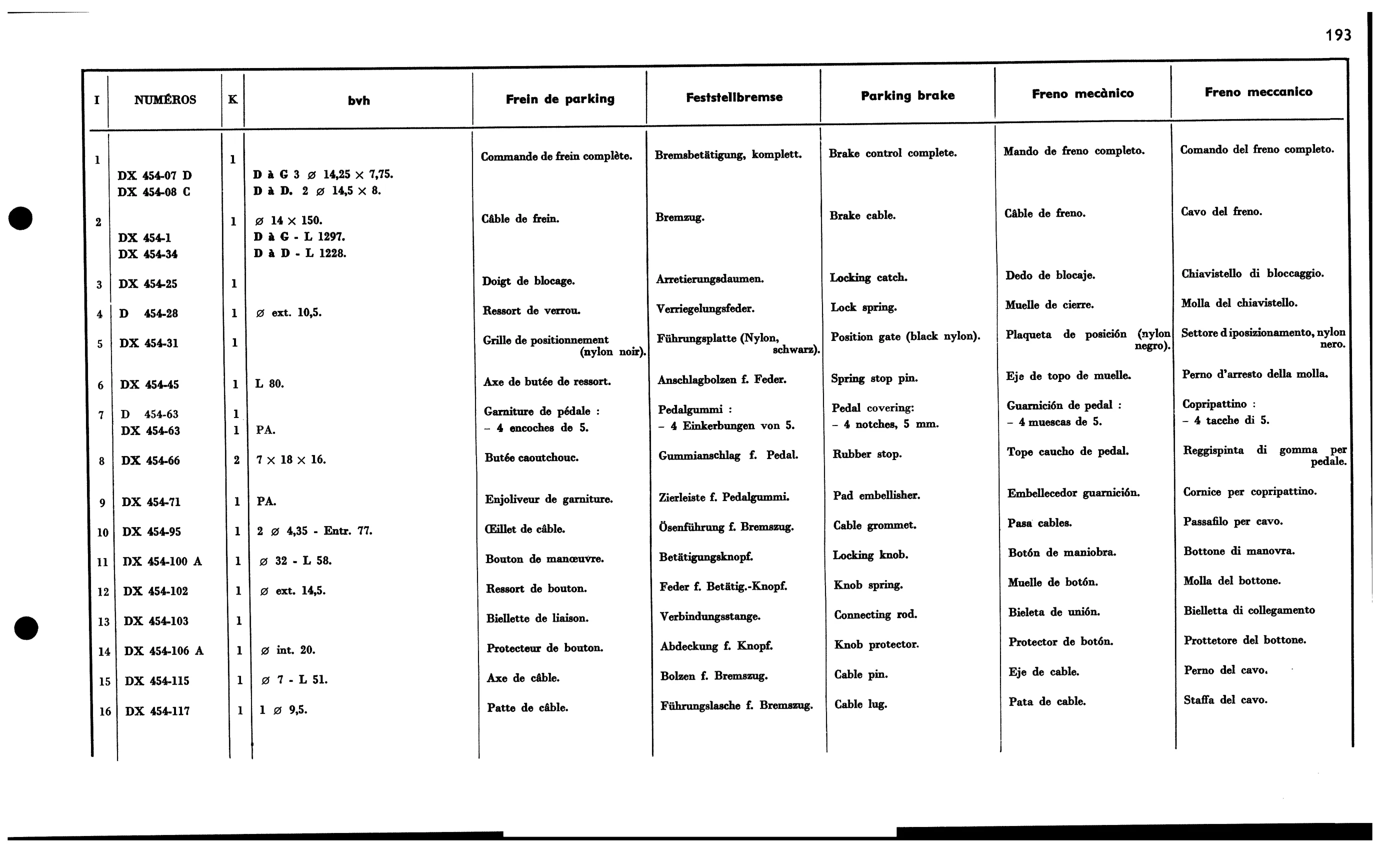 Parking brake bvh, page 205 of 688 — 577 Parts Catalogue — Volume I