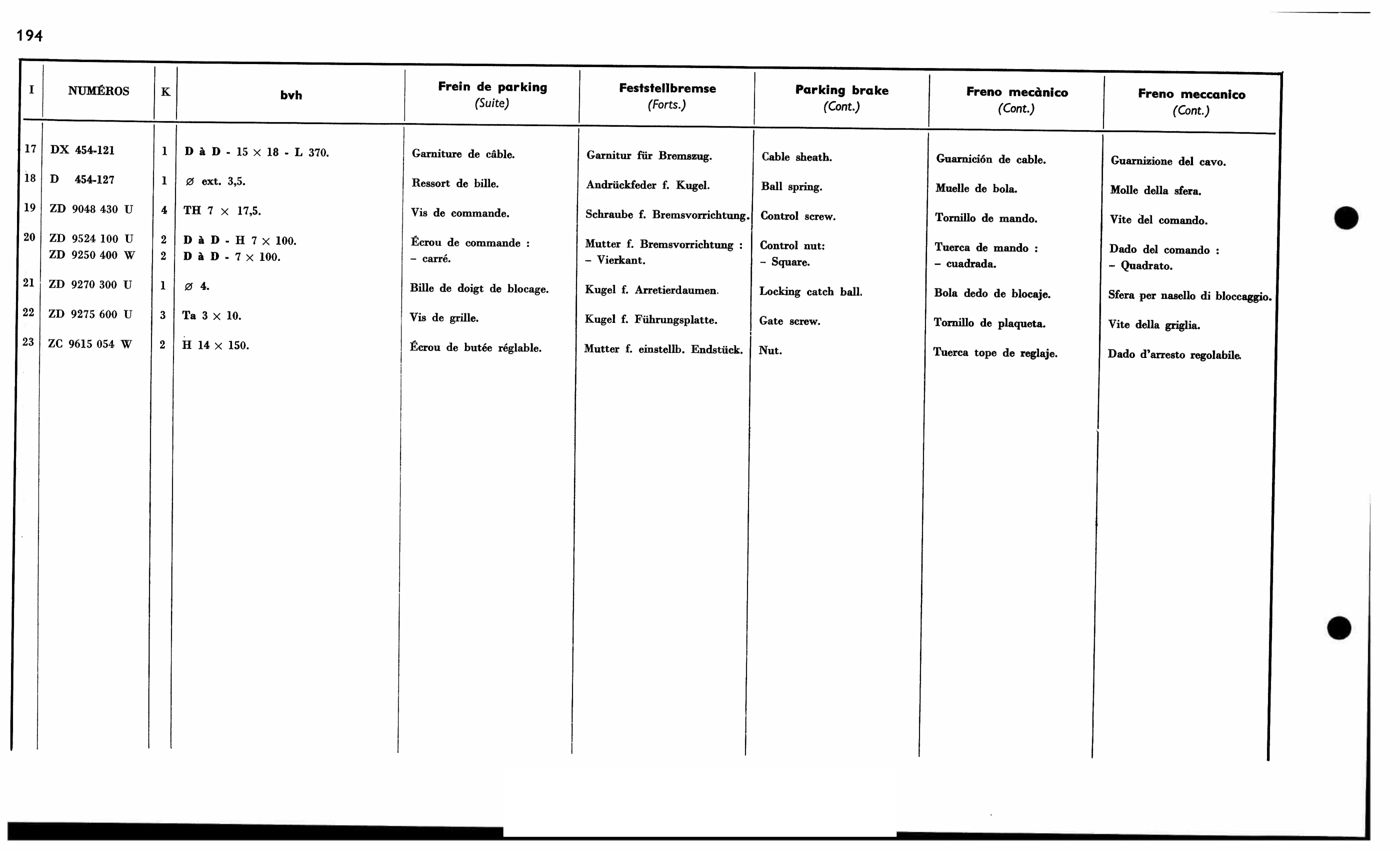 Parking brake bvh, page 206 of 688 — 577 Parts Catalogue — Volume I