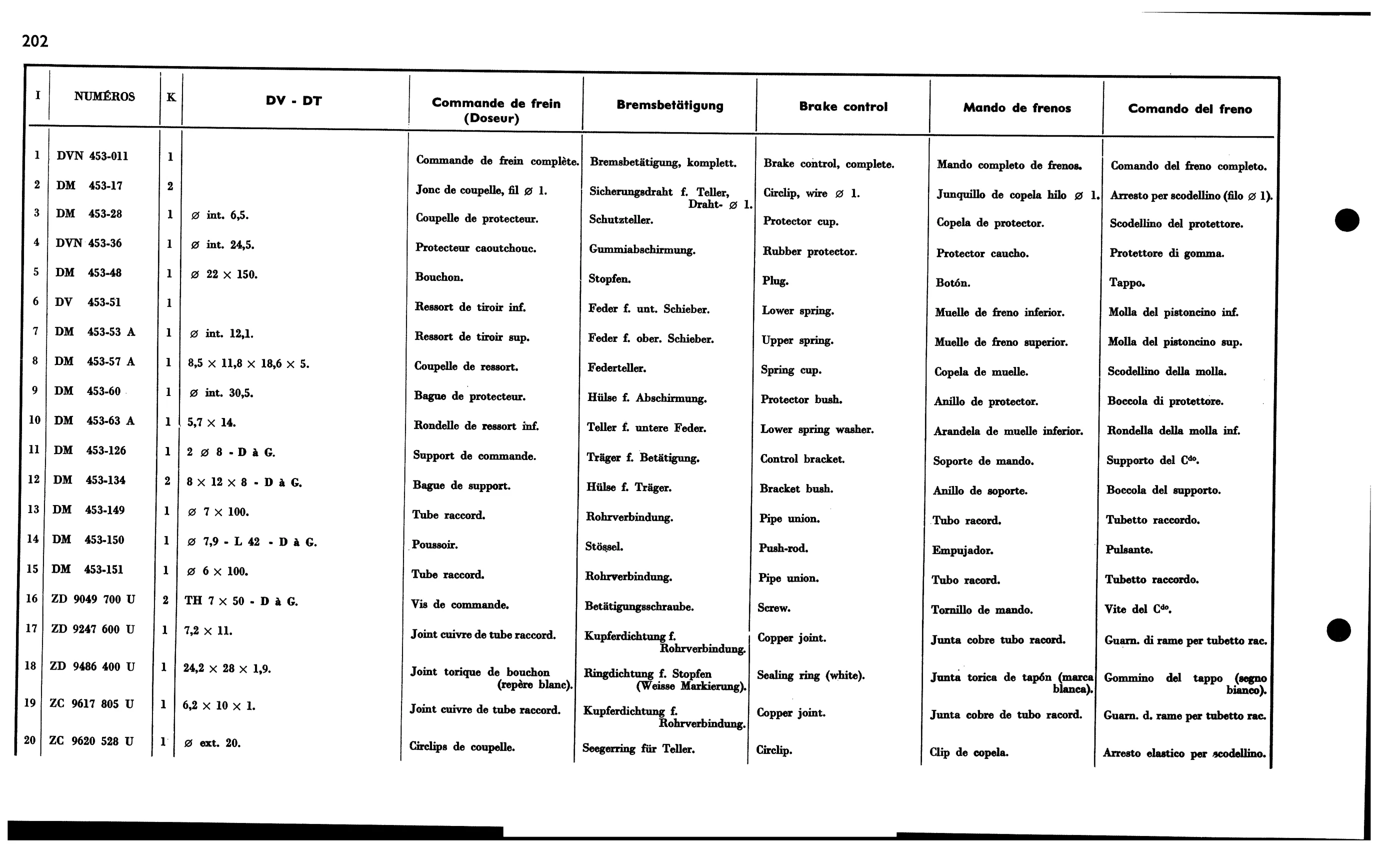 Brake control DV, DT, page 213 of 688 — 577 Parts Catalogue — Volume I