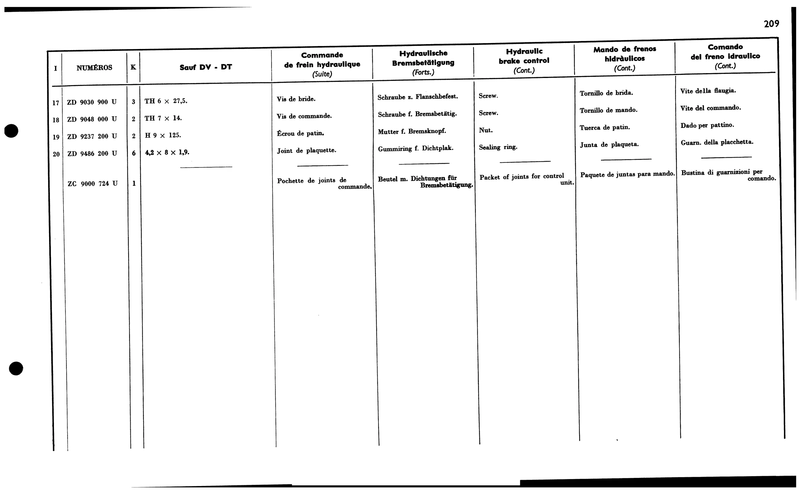 Brake control 'DS', page 218 of 688 — 577 Parts Catalogue — Volume I