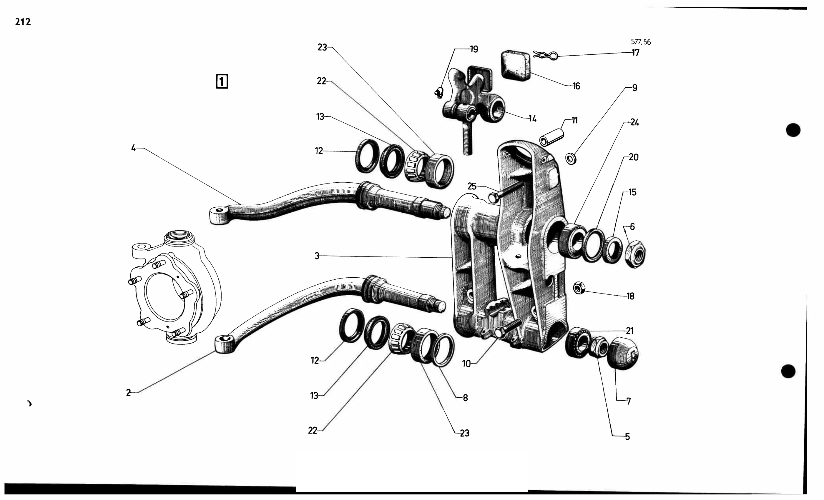 Suspension, steering / Front axle-arms / Hydraulics, page 221 of 688 — 577 Parts Catalogue — Volume I